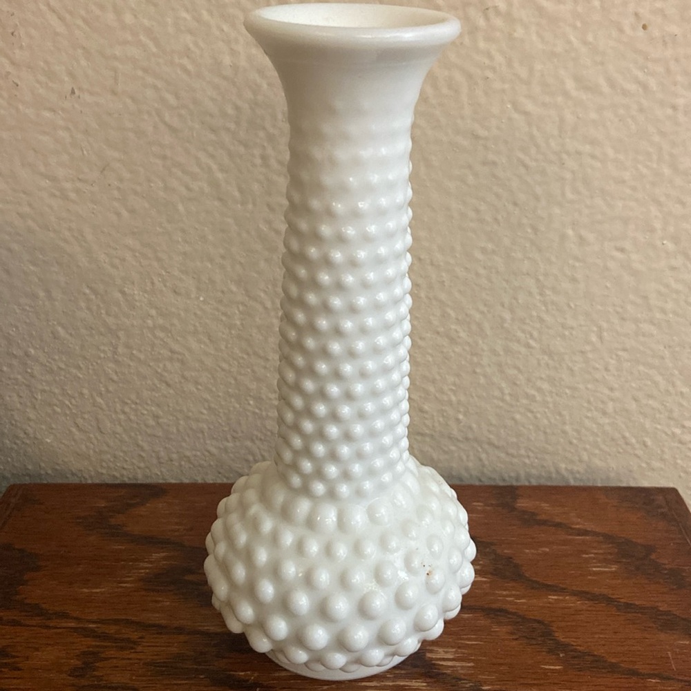 Vintage EO BRODY Hobnail Milk Glass Bud Vase